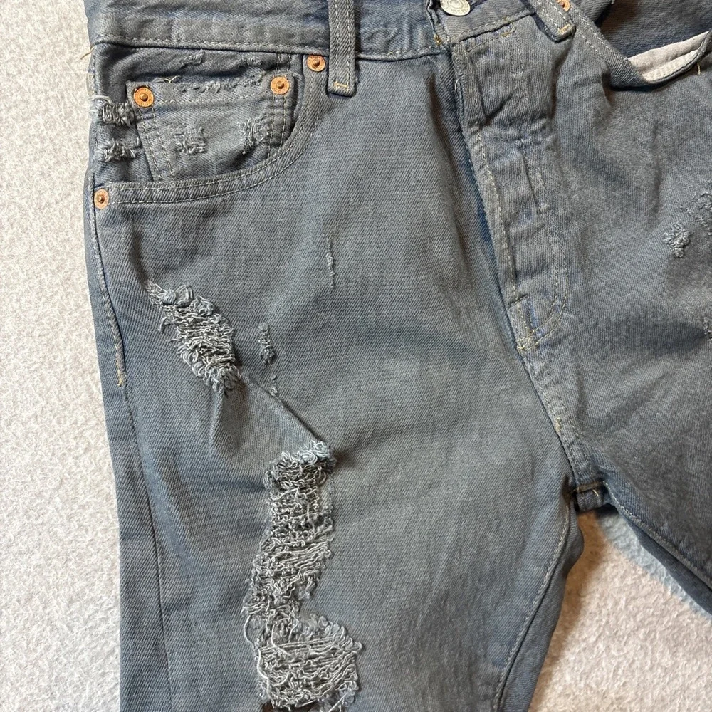 Levi's 501 Denim Stretch Sz 28 Men's Shorts Grunge Buttonfly Distressed Holes